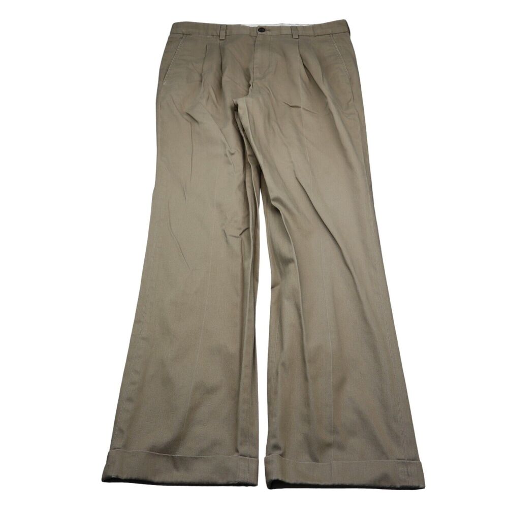 Eddie Bauer Pants Mens 36"x33" Beige Wrinkle Resistant Classic Fit Pleated Front